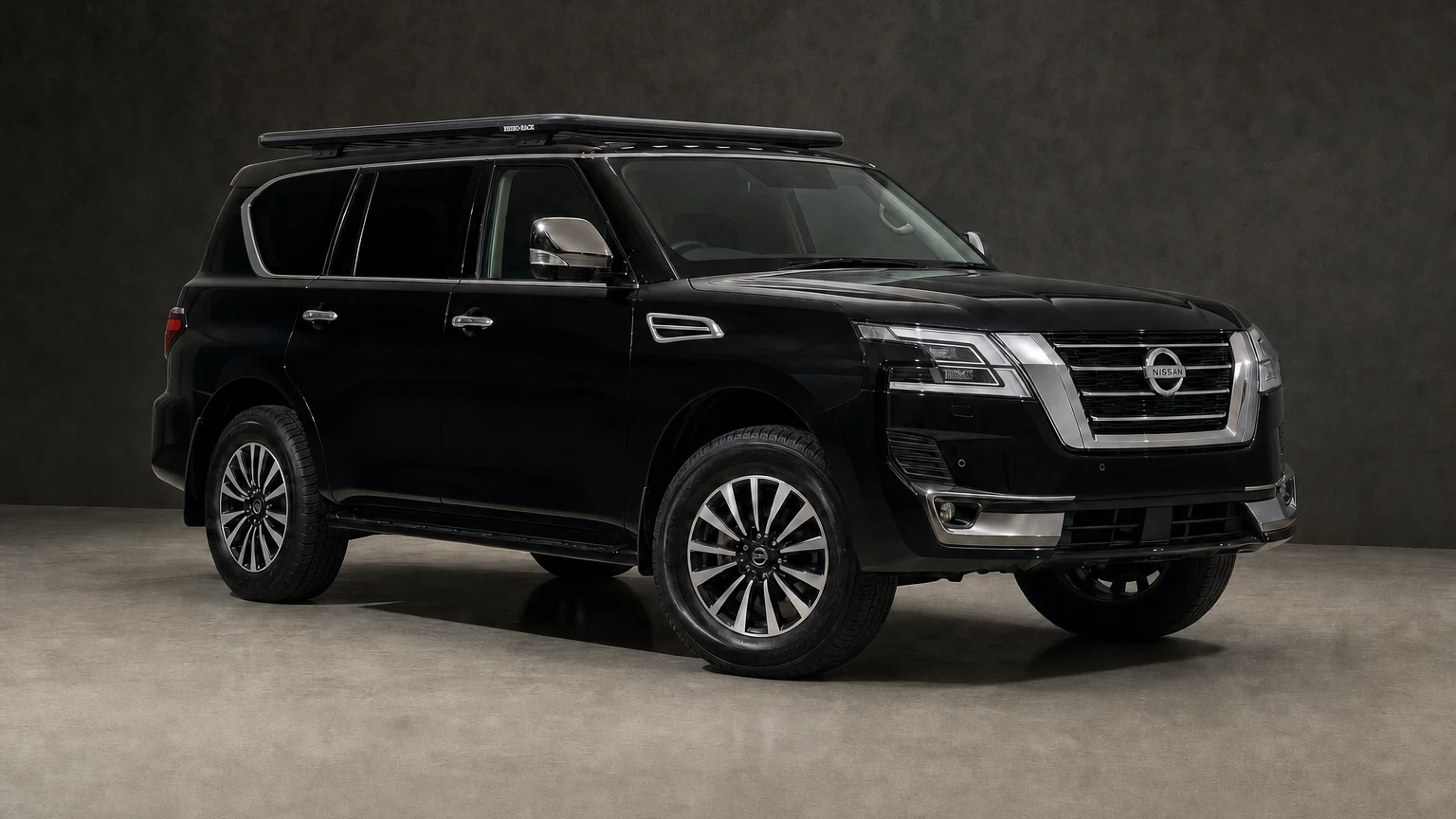 Nissan Patrol Y62 fitted with a Rhino-Rack Pioneer 6 platform