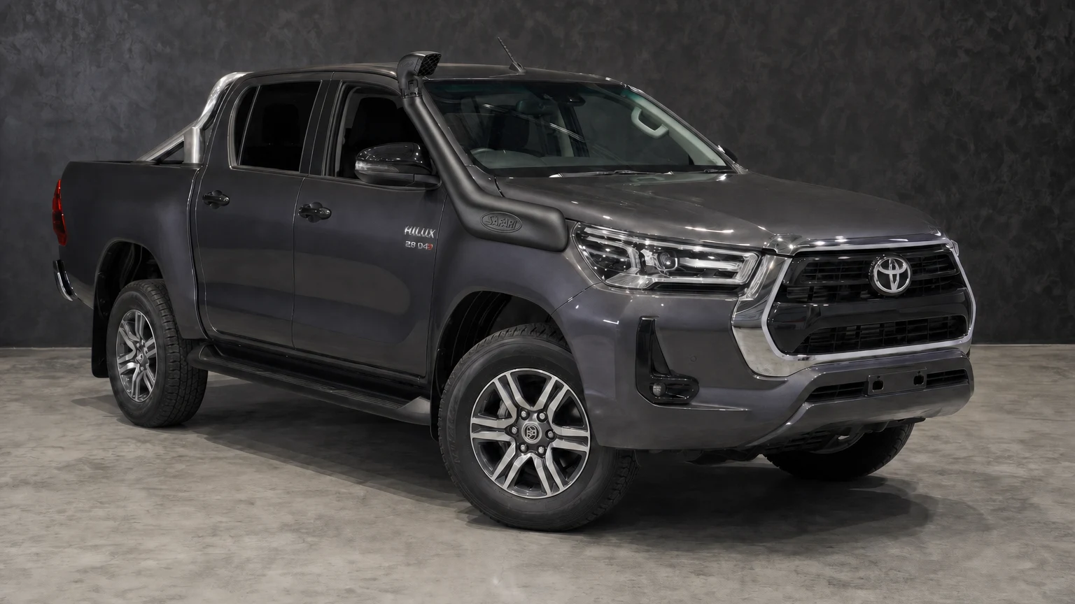 Toyota Hilux N80 fitted with a Safari V-Spec snorkel on the driver-side A-pillar