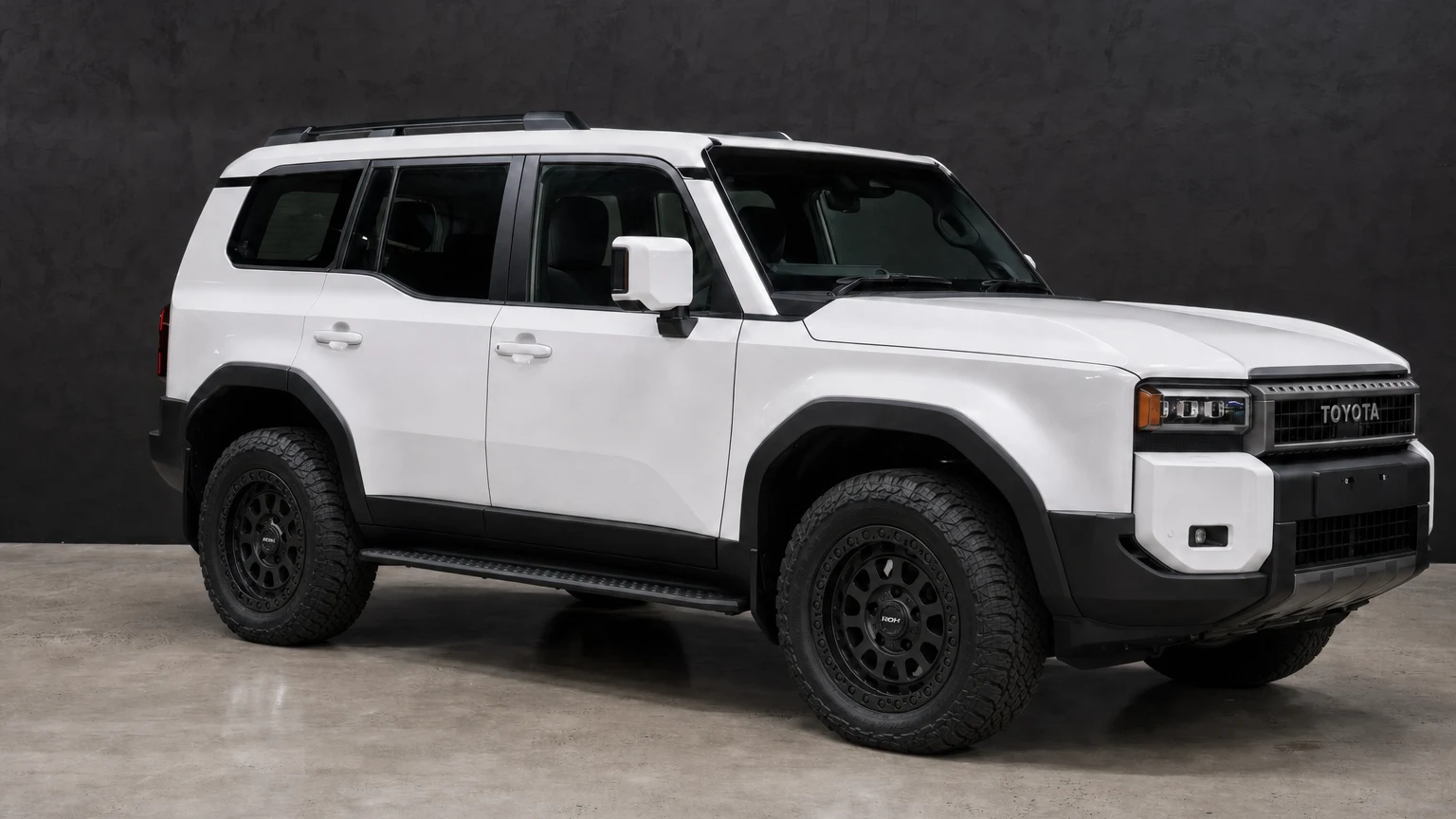 Toyota Prado 250 fitted with matte black ROH Assault wheels and all-terrain tyres